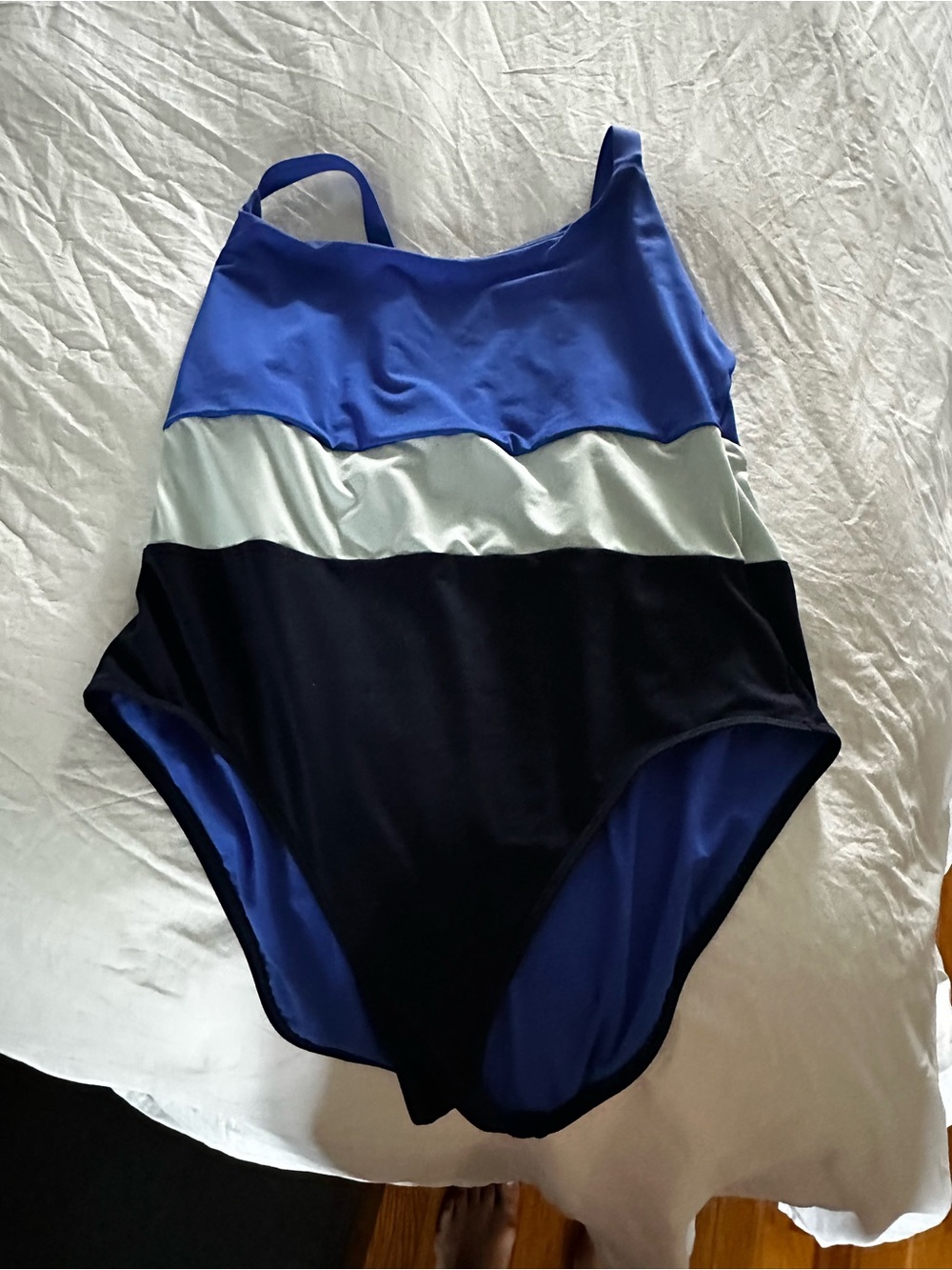 Blue, light sky blue & Navy Colorblock One-Piece Swimsuit size XL